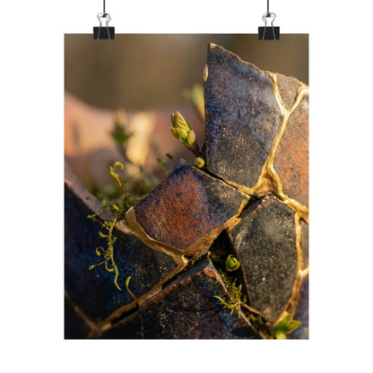 Broken Pottery Spring Wall Art Print | Kintsugi Healing Design