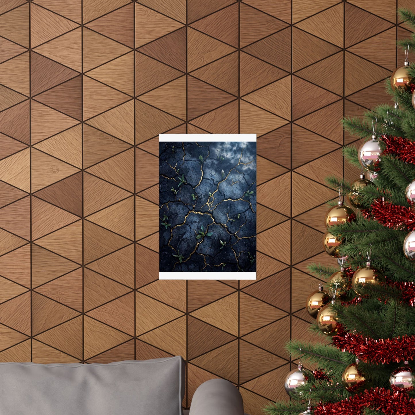 Shibui Cracked Earth Wall Art Print - Kintsugi Broken Beauty