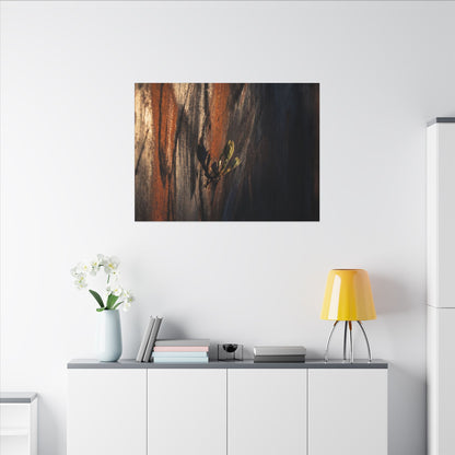 Rust Patina Charcoal Ink Canvas Art | Moody Dark Japandi Art