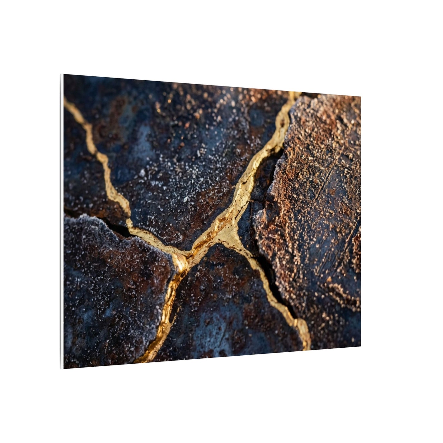 Winter Rust Patina Gold Vein Canvas Art | Resilient Decor