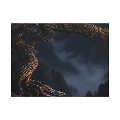 Bold Pine Tree Canvas Art - Shadow Zen Dark Japandi