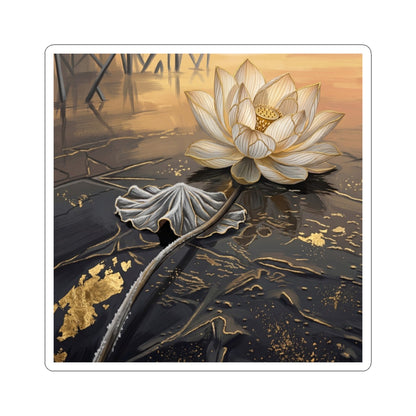 Lotus Flower Winter Sticker | Kintsugi Healing Design Art Print