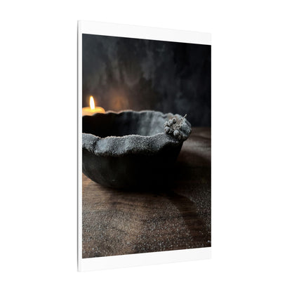 Ceramic Bowl Canvas Art | Winter Dark Japandi Shadow Zen Art