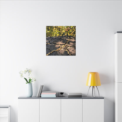 Shibui Cracked Earth Canvas Art - Kintsugi Gold Repair