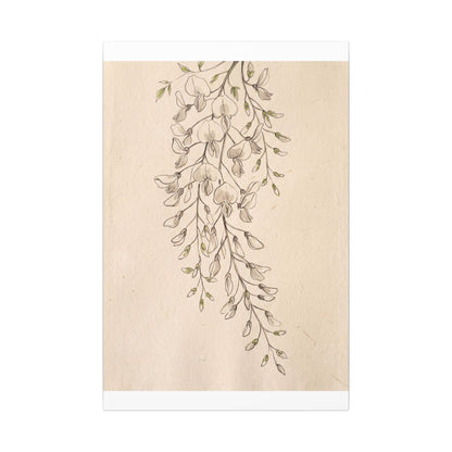 Japandi Wisteria in Golden Hour | Minimal Line Canvas Art