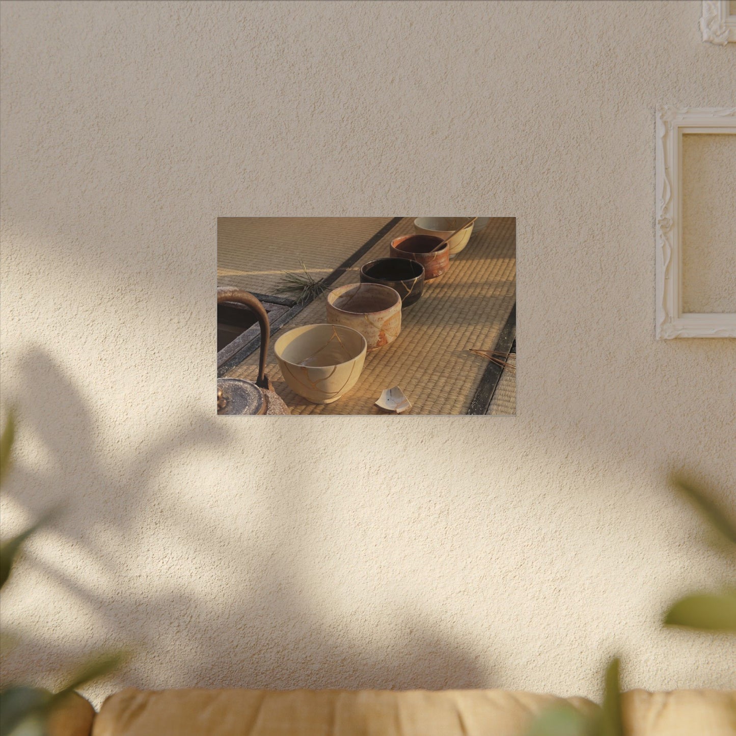 Kintsugi Tea Ceremony in Golden Hour | Gold Repair Canvas Art