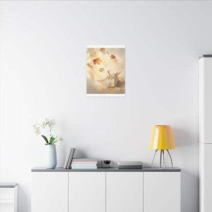 Japandi Paper Fold in Golden Hour | Watercolor Canvas Art