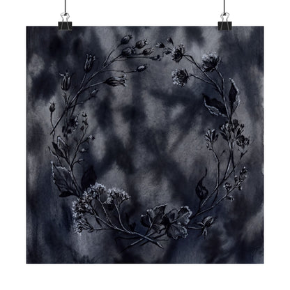 Dried Flowers Shadow Zen Wall Art Print | Bold Dark Japandi Art Art Print