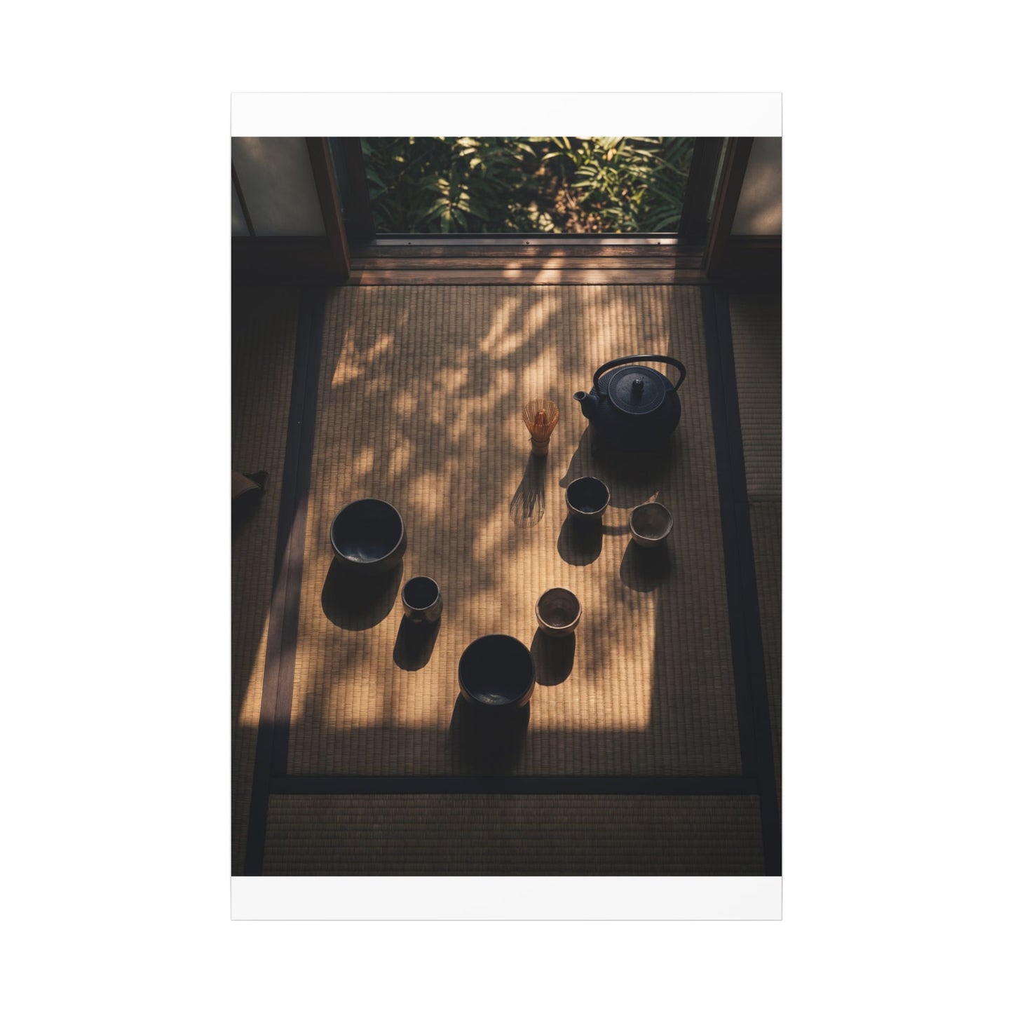 Shibui Tea Ceremony Canvas Art - Dark Japandi Shadow Zen