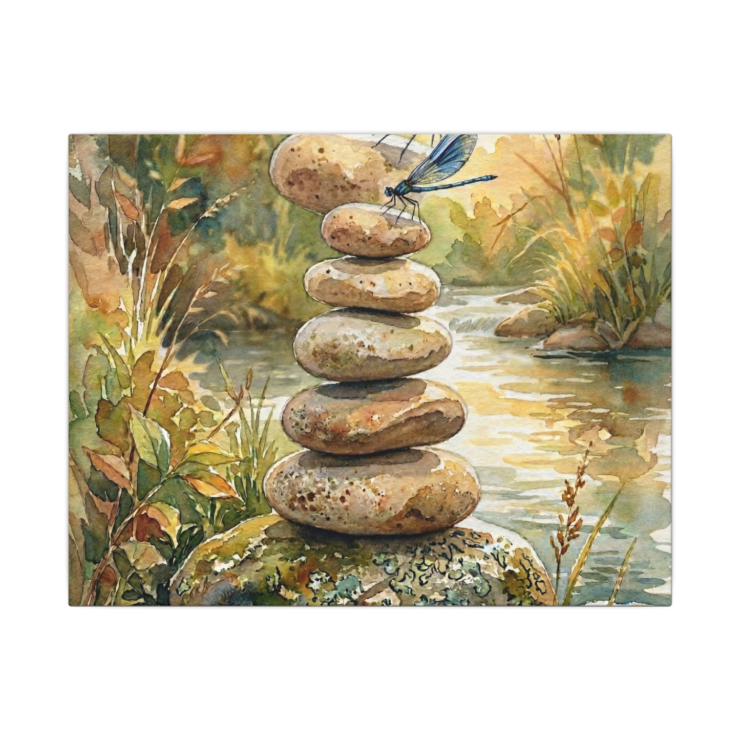 River Stones Summer Canvas Art | Japandi Cozy Design Art Print
