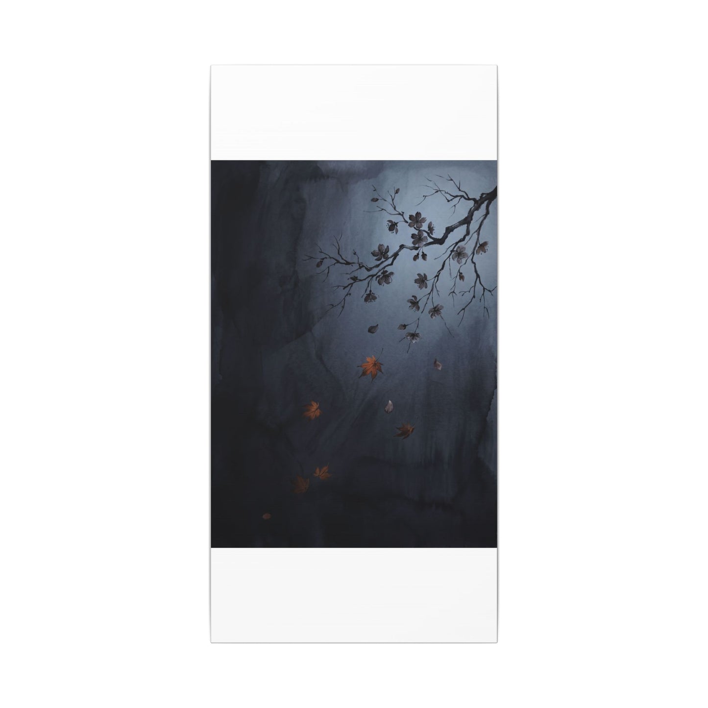 Autumn Cherry Blossom Charcoal Ink Canvas Art | Atmospheric Decor