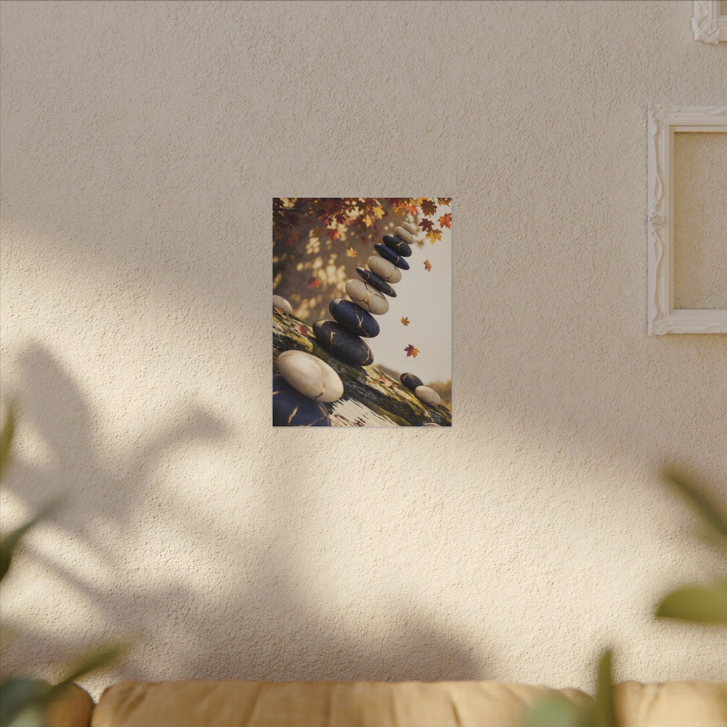 Ma River Stones Canvas Art - Kintsugi Gold Vein
