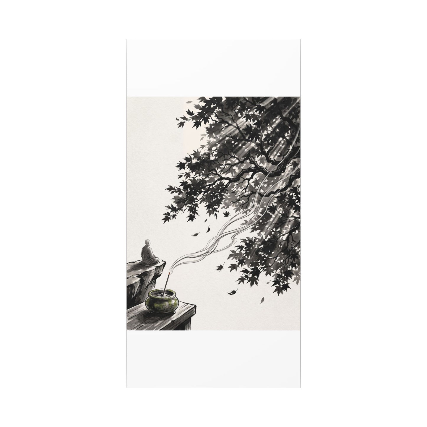 Serene Incense Smoke Canvas Art - Ukiyo E Inspired Zen