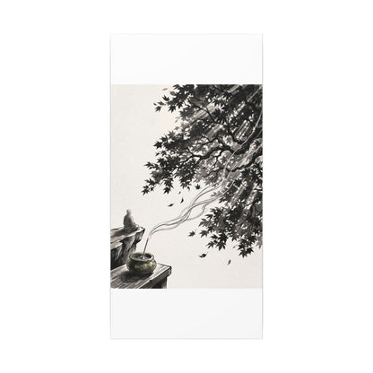 Serene Incense Smoke Canvas Art - Ukiyo E Inspired Zen