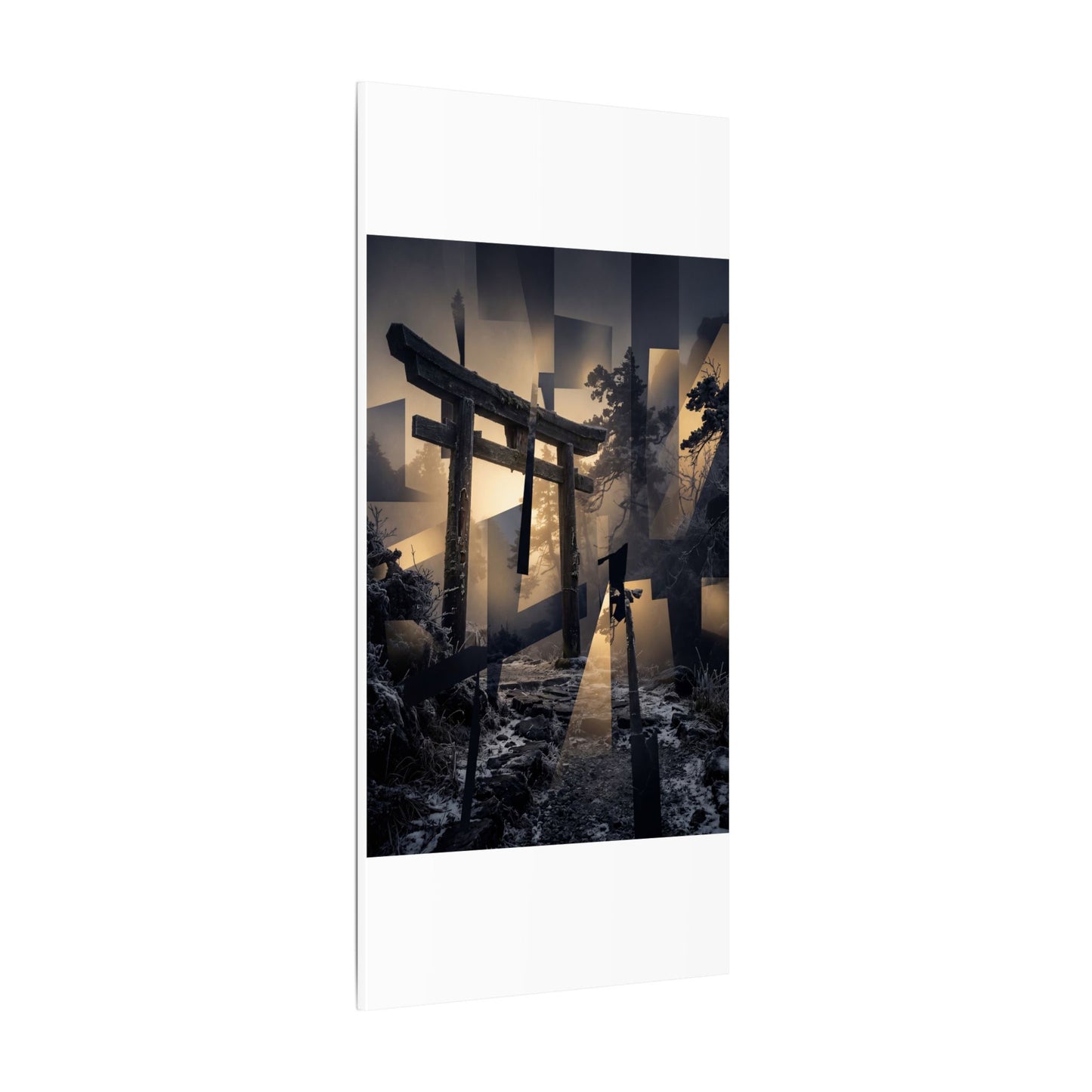 Winter Torii Gate Moody Minimal Canvas Art | Bold Decor