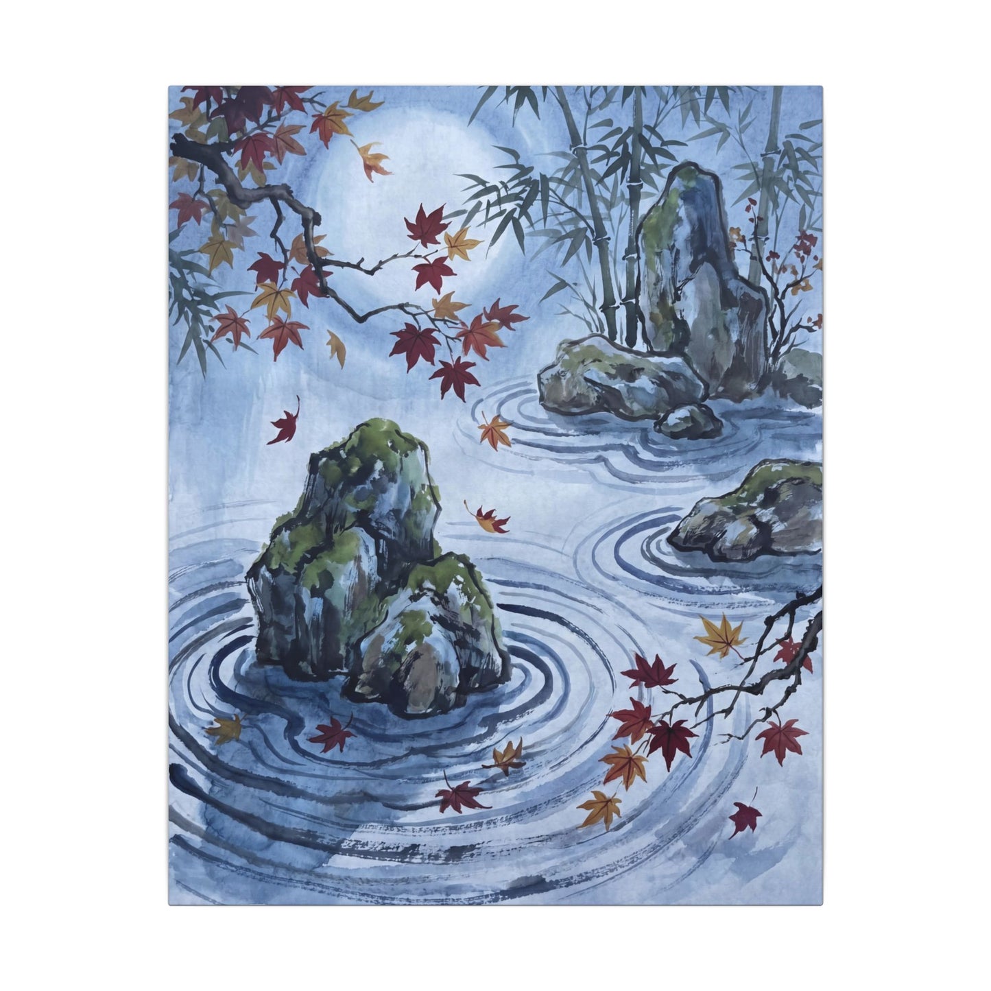 Rock Garden Autumn Canvas Art | Zen Tranquil Design