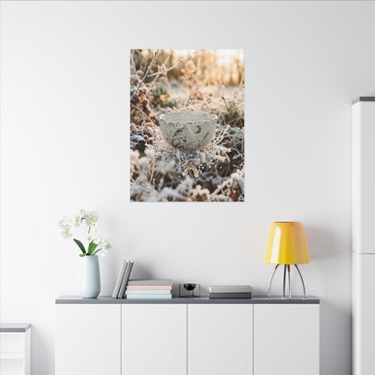 Japandi Ceramic Bowl in Golden Hour | Japanese Pattern Canvas Art