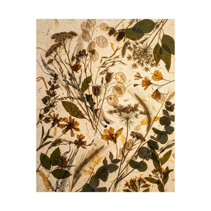 Dried Flowers Japanese Pattern Wall Art Print | Cozy Japandi Art