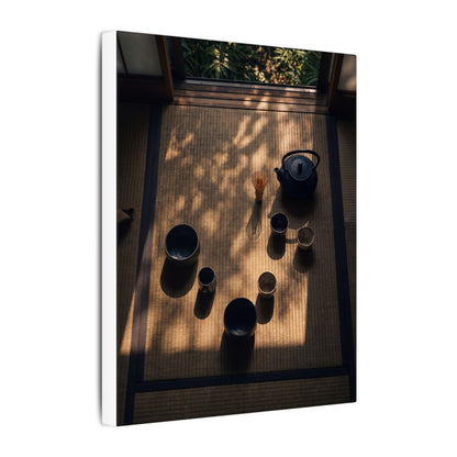 Shibui Tea Ceremony Canvas Art - Dark Japandi Shadow Zen