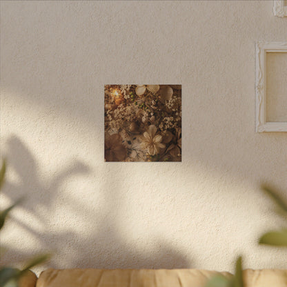 Spring Dried Flowers Japanese Pattern Canvas Art | Earthy Decor