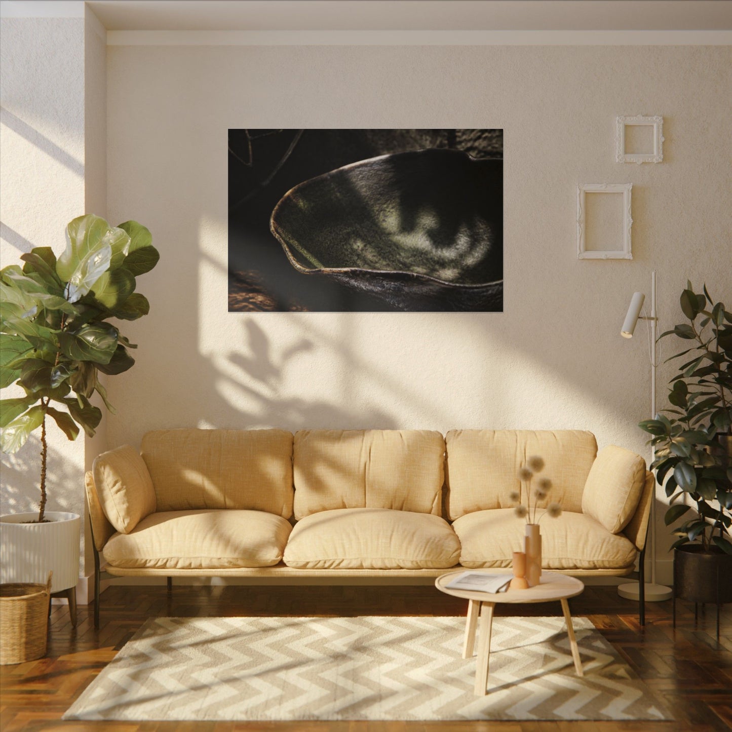 Sophisticated Ceramic Bowl Canvas Art - Dark Texture Dark Japandi