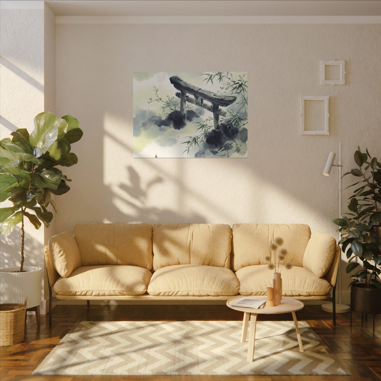 Torii Gate Sumi E Canvas Art | Serene Zen Art