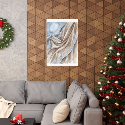 Silk Drape Wall Art Print | Winter Japandi Watercolor Art