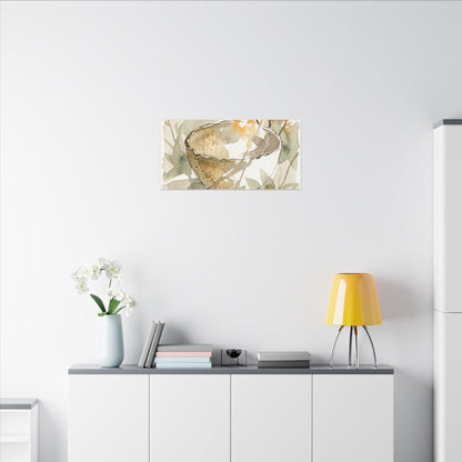 Spring Ceramic Bowl Watercolor Canvas Art | Neutral Decor