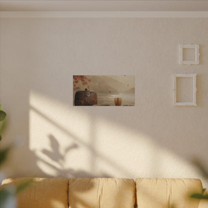 Tea Ceremony Canvas Art | Autumn Kintsugi Gold Vein Art