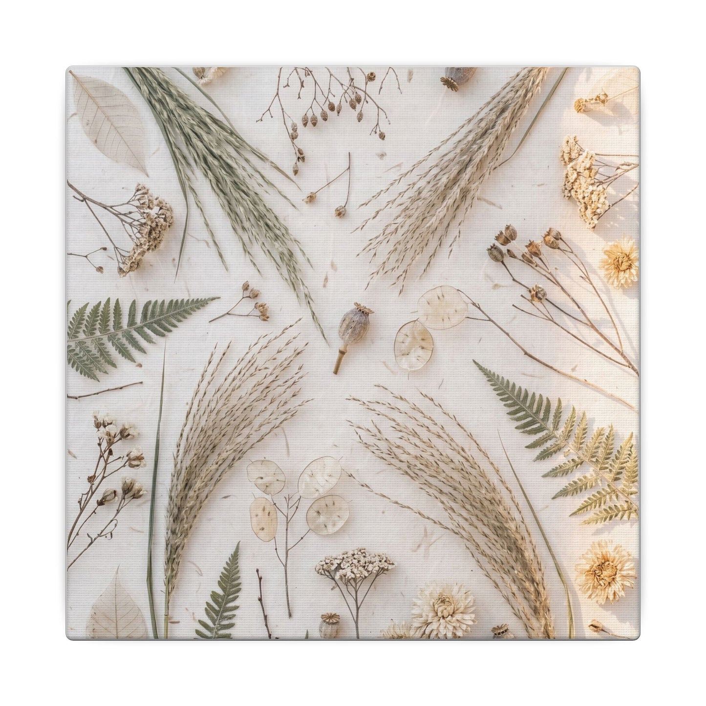 Elegant Dried Flowers Canvas Art - Japanese Pattern Japandi