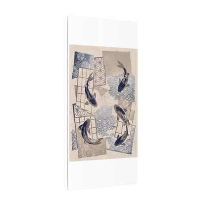 Earthy Koi Pond Canvas Art - Japanese Pattern Japandi