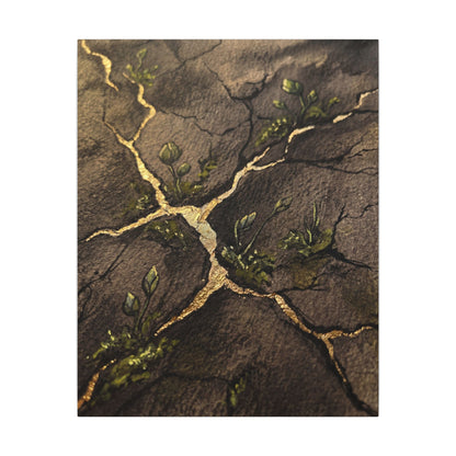 Spring Cracked Earth Charcoal Ink Canvas Art | Luxurious Decor