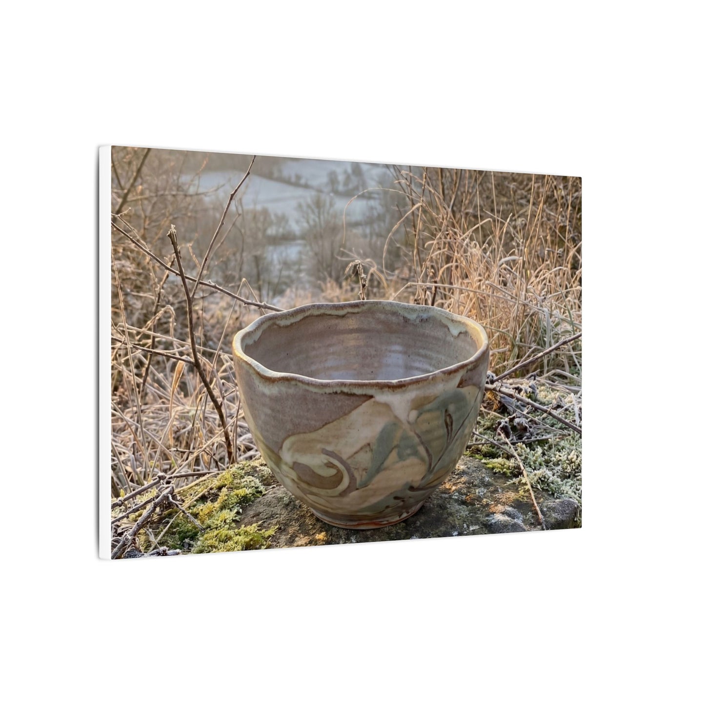 Golden Hour Ceramic Bowl Canvas Art - Japandi Shibui