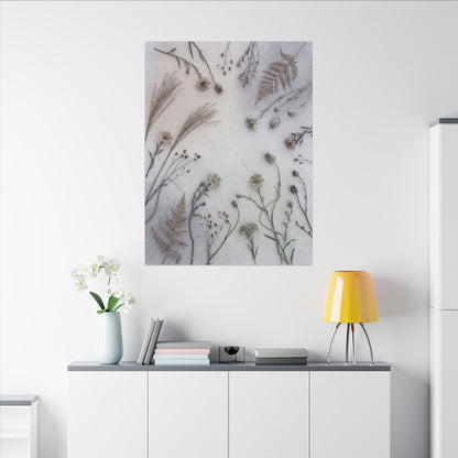Dried Flowers Japanese Pattern Canvas Art | Elegant Japandi Art