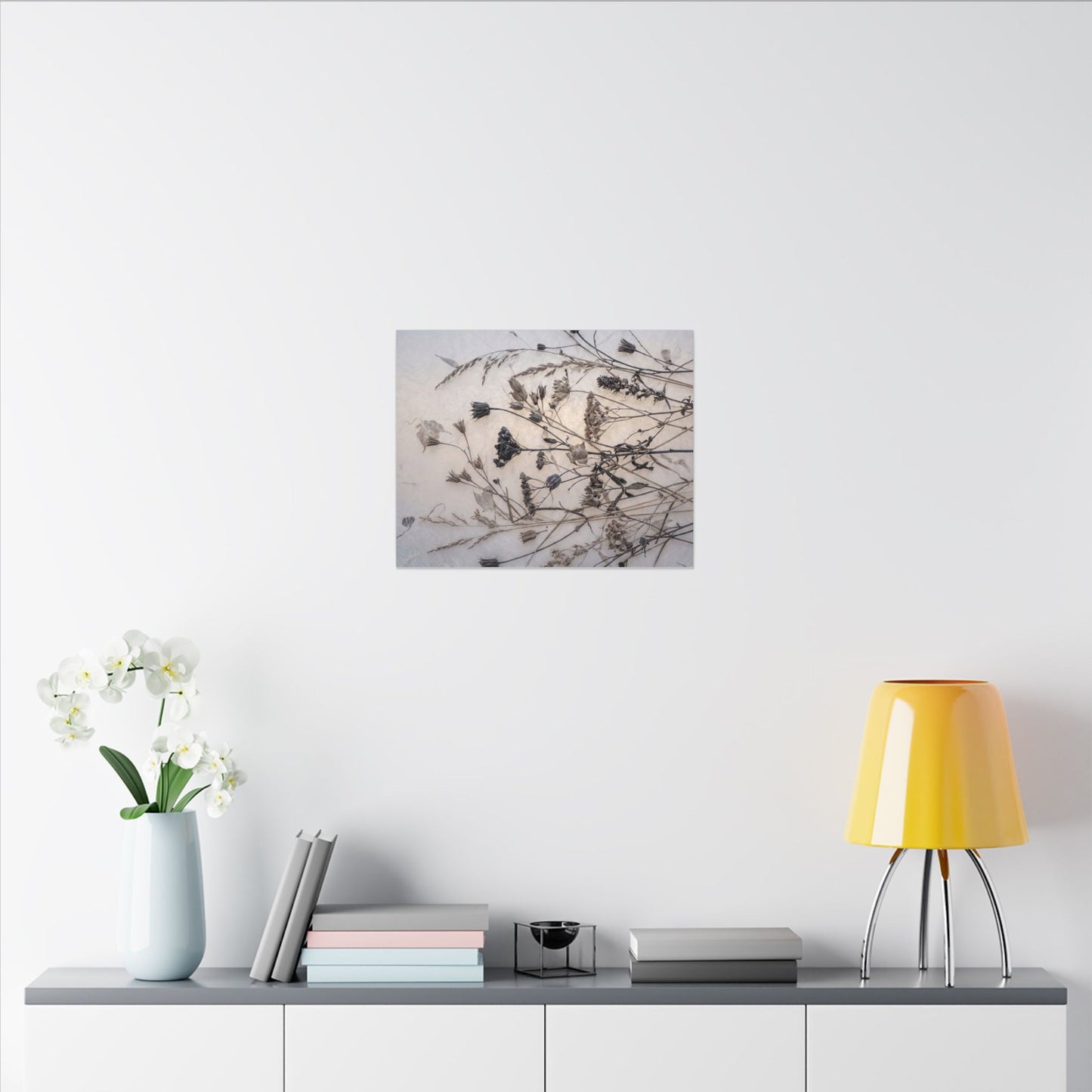 Elegant Dried Flowers Canvas Art - Japanese Pattern Japandi