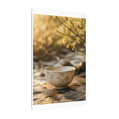 Neutral Ceramic Bowl Canvas Art - Japanese Pattern Japandi