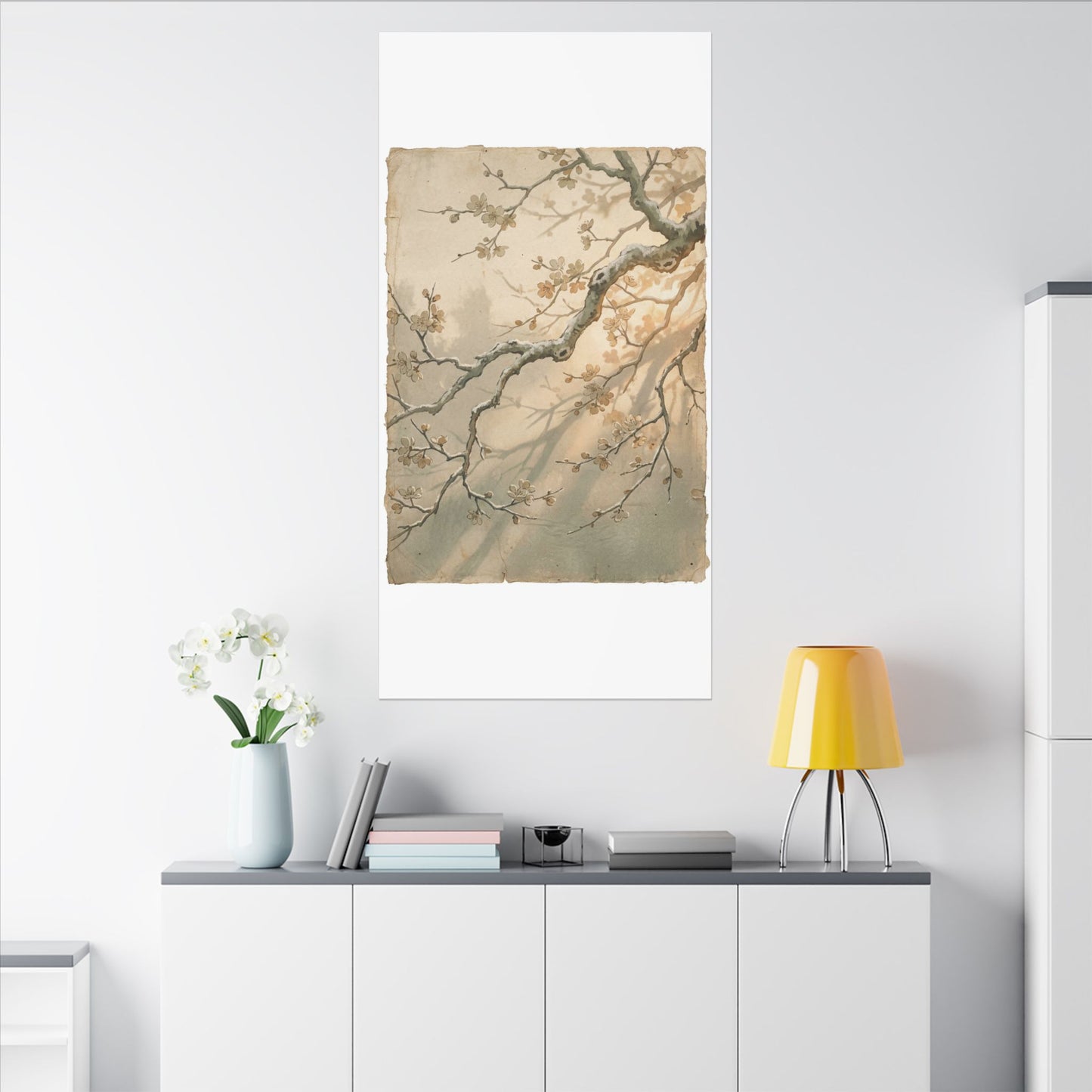 Cherry Blossom Canvas Art | Winter Japandi Japanese Pattern Art