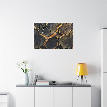 Cracked Earth Spring Canvas Art | Dark Japandi Atmospheric Design