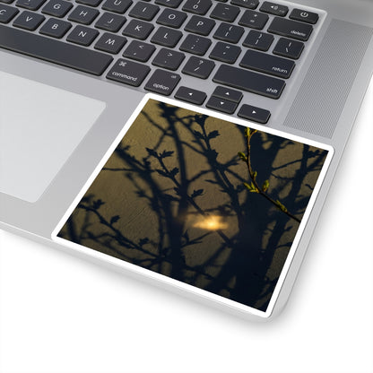 Dark Japandi Shadow Play in Golden Hour | Moody Minimal Sticker Art Print