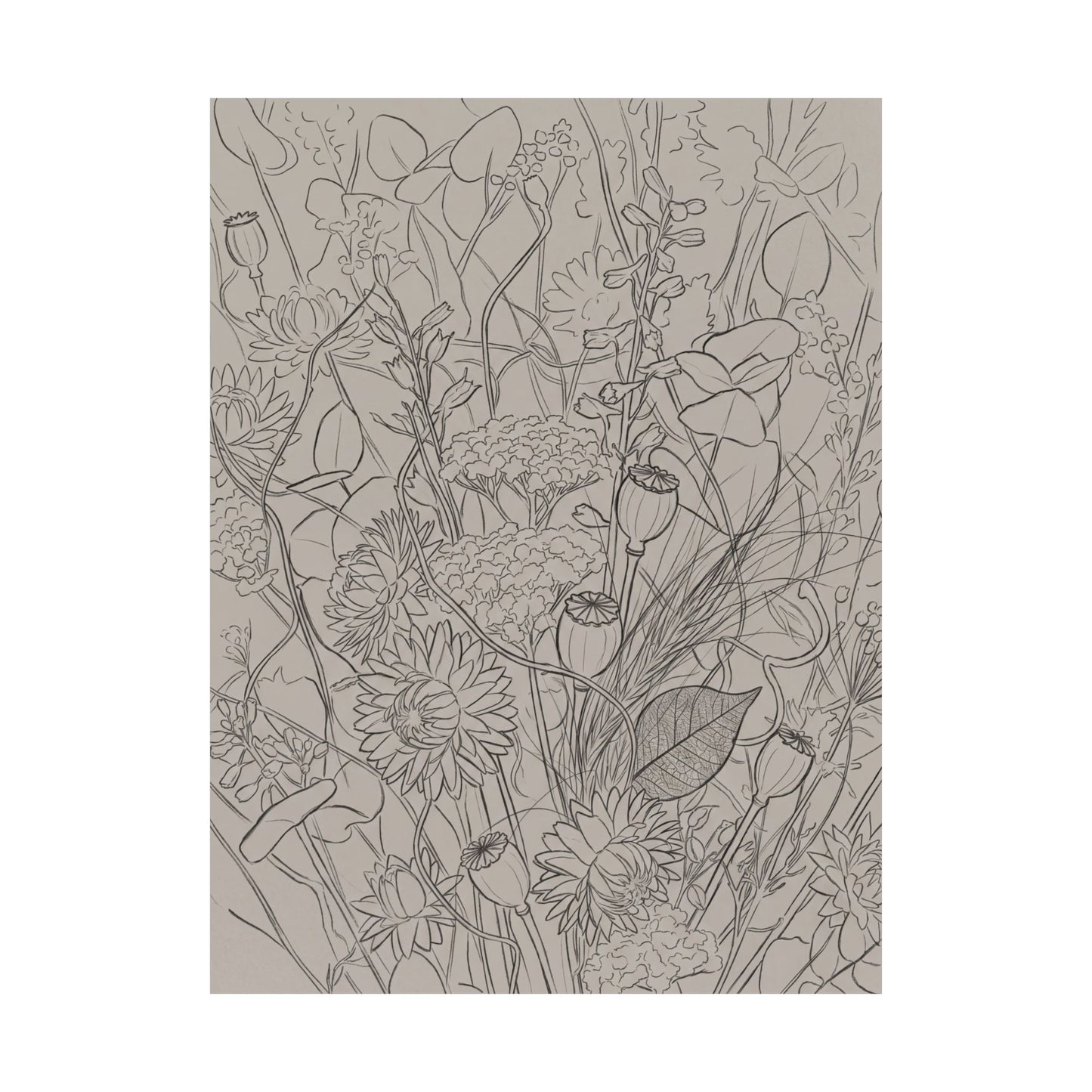 Summer Dried Flowers Minimal Line Wall Art Print | Cozy Decor