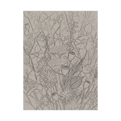 Summer Dried Flowers Minimal Line Wall Art Print | Cozy Decor