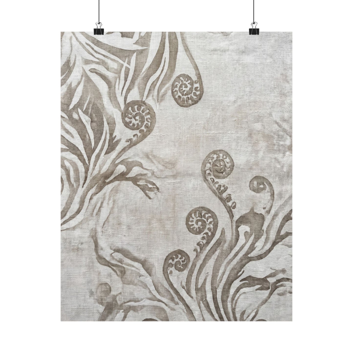 Fern Unfurling Japanese Pattern Wall Art Print | Neutral Japandi Art Art Print