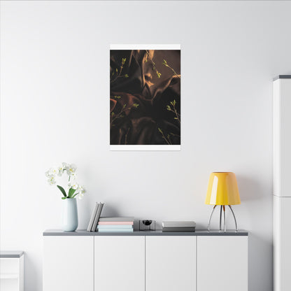 Dark Japandi Silk Drape in Golden Hour | Moody Minimal Canvas Art