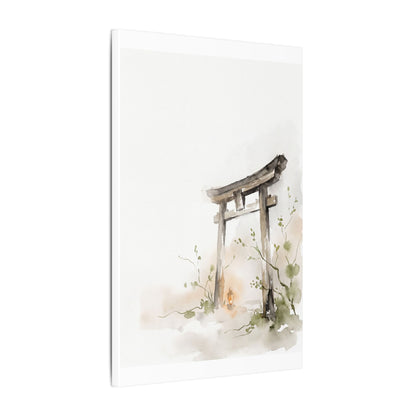 Fukinsei Torii Gate Canvas Art - Japandi Watercolor