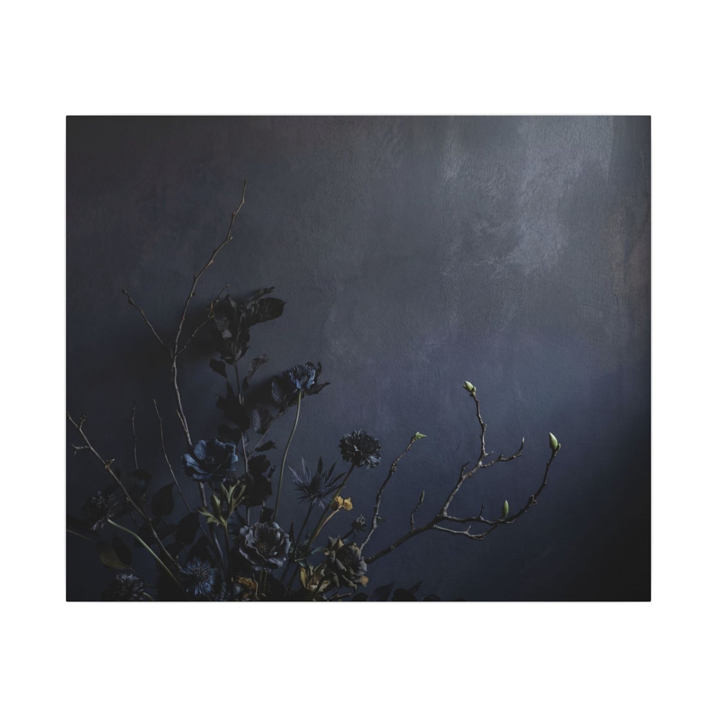 Dried Flowers Spring Canvas Art | Dark Japandi Moody Design