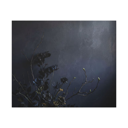 Dried Flowers Spring Canvas Art | Dark Japandi Moody Design
