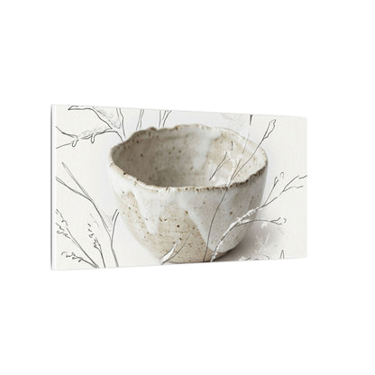 Neutral Ceramic Bowl Canvas Art - Minimal Line Japandi
