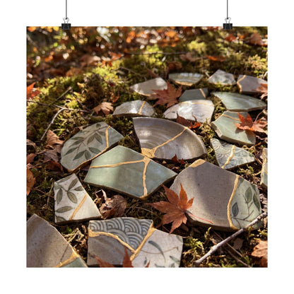 Japandi Broken Pottery in Dappled | Japanese Pattern Wall Art Print