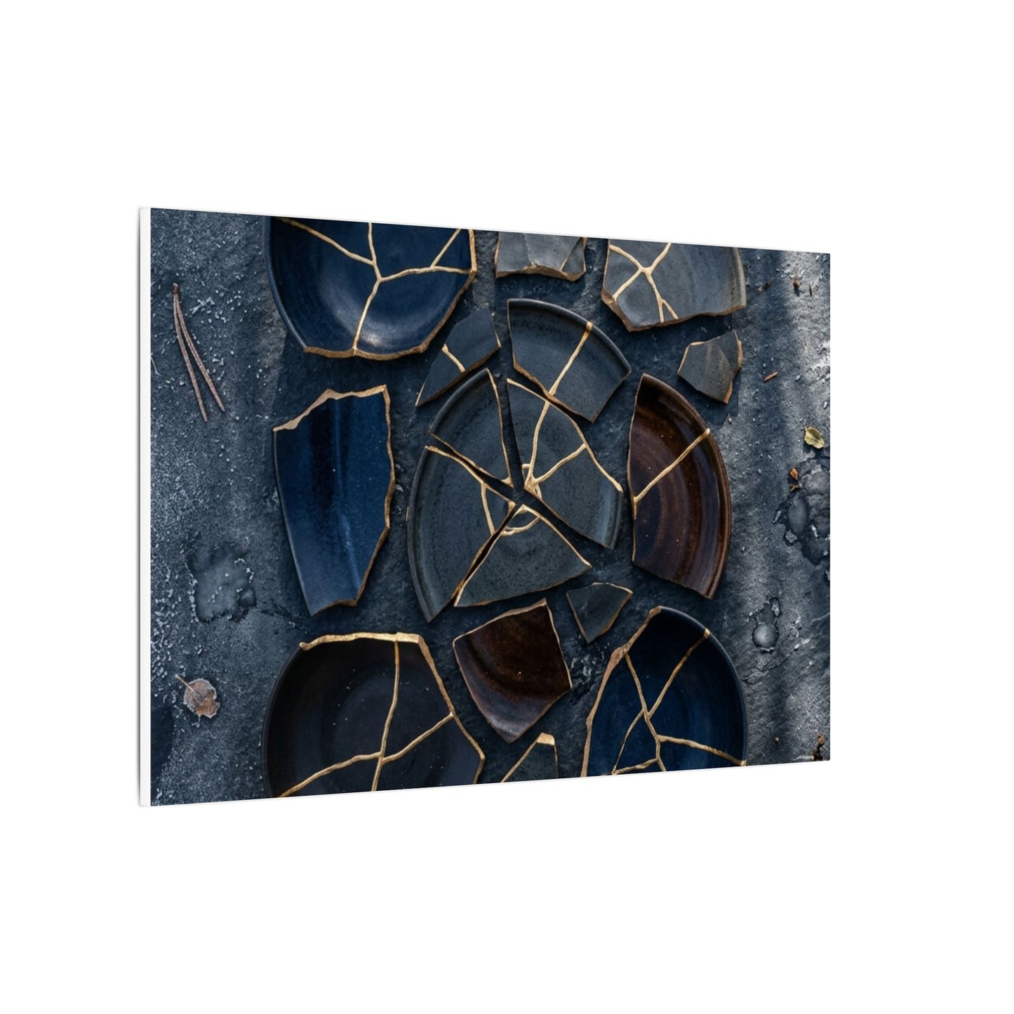 Dark Japandi Broken Pottery in Dappled | Shadow Zen Canvas Art