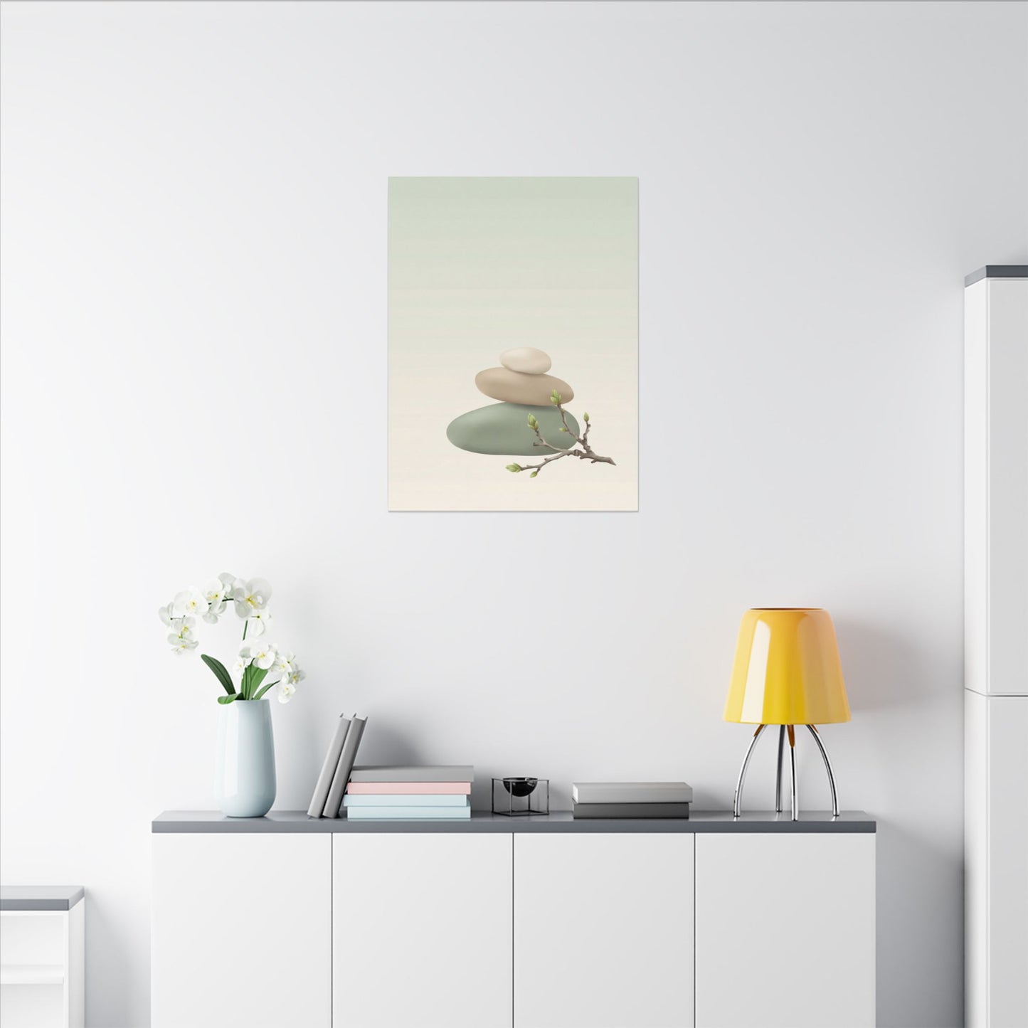 Dawn River Stones Canvas Art - Japandi Fukinsei
